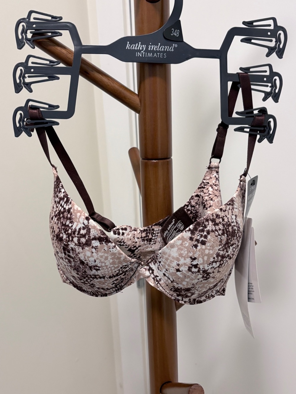 kathy ireland Intimates Brown & Cream Printed Underwire Bra